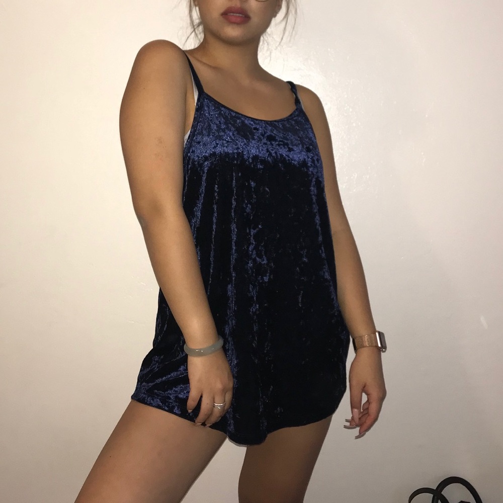 Navy blue velvet dress